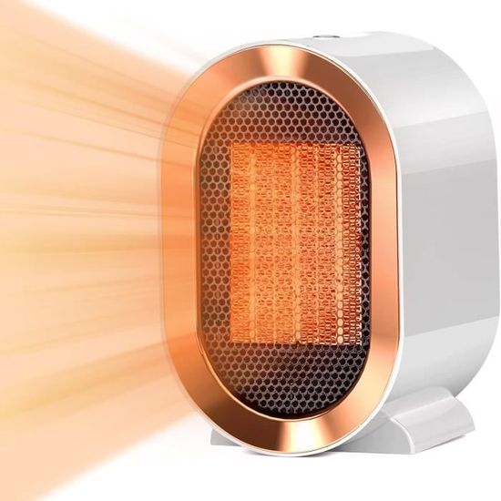 Homcom - Chauffage soufflant oscillant 2000 W - radiateur céramique PTC - 3  niveaux de puissance - chauffage d'appoint avec télécommande blanc doré