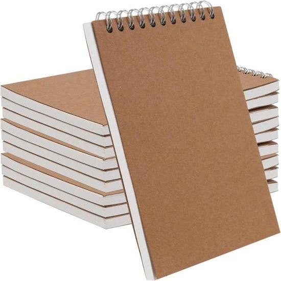 8 Mini Blocs-notes A7 Avec Spirale + 2 Stylos - Carnets Lignés Multicolores Pour Notes, Bureau, école - Lot économique - 4