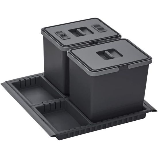 Keden Sortibox Système de tri sélectif, 4 x 35 l, pour le tri sélectif, le recyclage des déchets, en plastique, noir