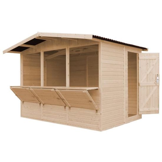 Kiosque en bois TIMBELA M150A - 6,03 m² - H232x336x263 cm - Pin/épicéa
