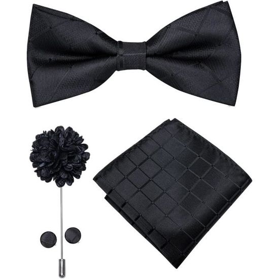 Set Noeud Papillon Homme Réglable En Soie Bleu Ciel - Avec Mouchoir De Poche & Boutons De Manchette - Pour Mariage