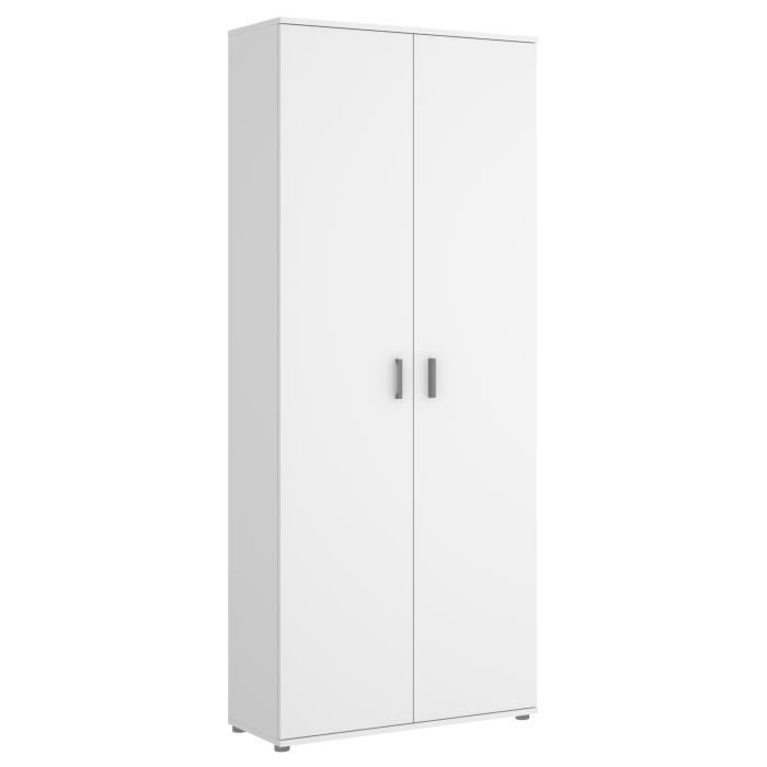 Armoire - Blanc - 5 étagères - 2 portes - Cdiscount Maison