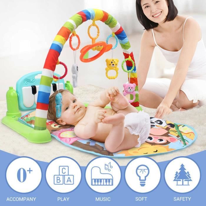 3 en 1 bébé Piano Tapis de jeu Tapis de jeu Musique et lumières Vert
