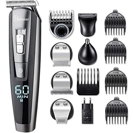 Hatteker Tondeuse Barbe Tondeuse Cheveux Hommes Rasoir Tondeuse Corps Nez-Oreilles Impermeable 5 In 1