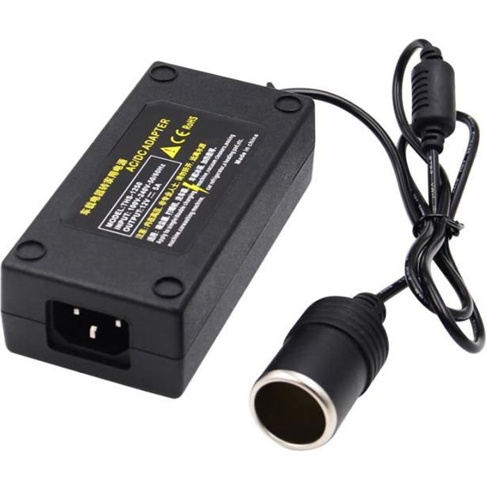 Convertisseur Adaptateur AC 220V à DC 12V 5A 60W Prise Murale à Allume Cigarre