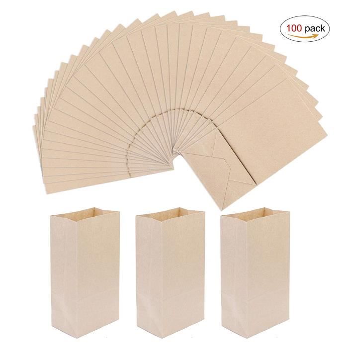 100 pcs Kraft Sac de Nourriture Résistant à l'huile Rangement Organisateur pour Sac Petit Déjeuner Repas 24x13x8cm