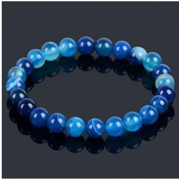 Bracelet Lithothérapie en Agate bleue - chance, paix intérieure Bleu