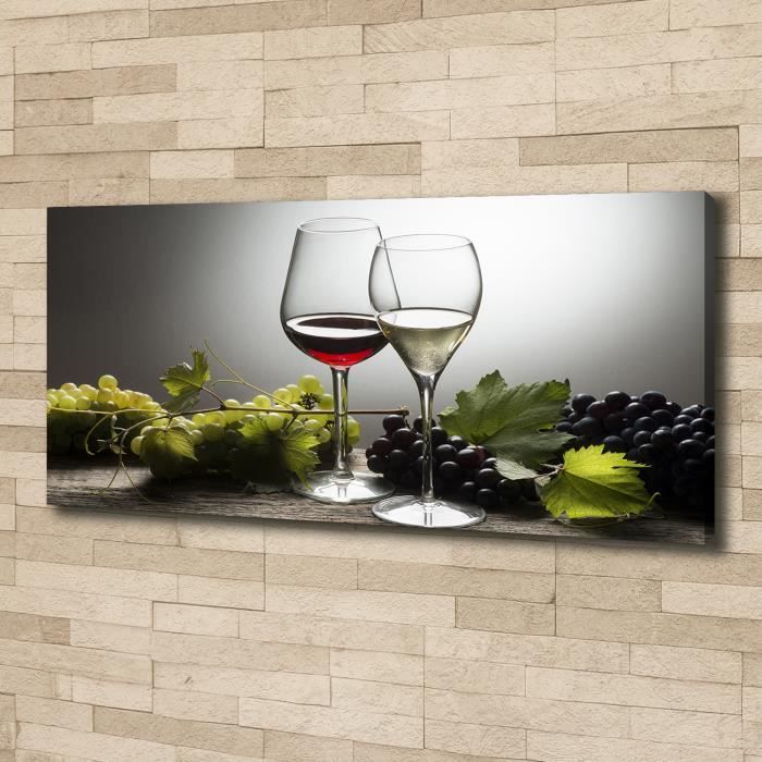 Tulup 125x50 cm art mural - Image sur toile:- Nourriture boissons - Vin Raisins - Rouge
