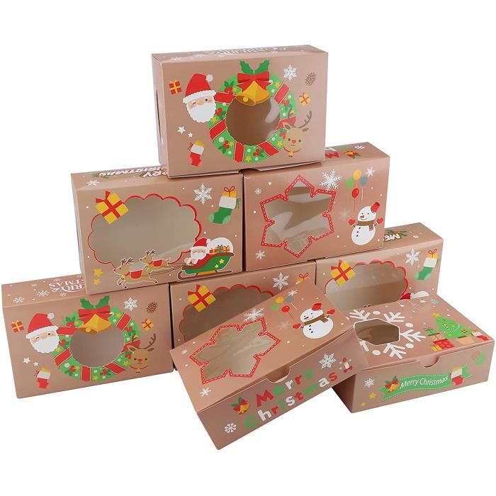 Boîtes à biscuits de Noël,12 pack cadeau emballages avec fenêtre,22x14.5x7cm Food Food Bakery Treat Boîtes pour cupca Brownies 682