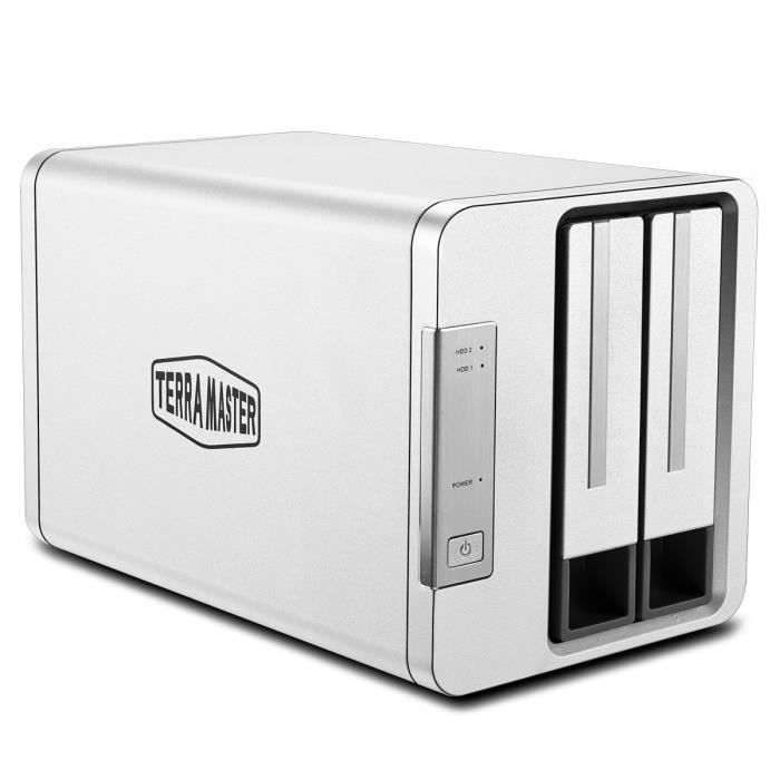 TerraMaster D2-310 USB3.1(10Gbps) Type C Boîtier Disque Dur Externe 2 baies RAID pour 2.5'' et 3.5'' HDD, SSD(2 x12To) (Sans Disque)