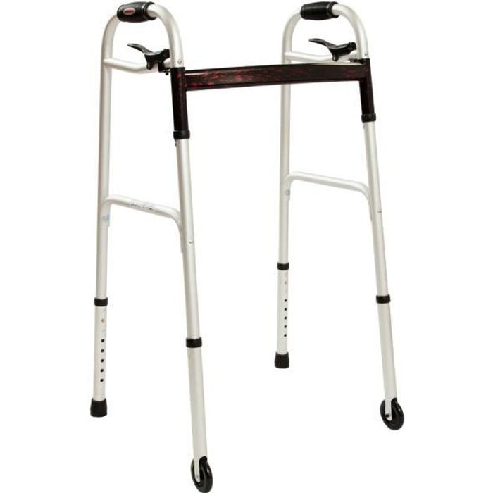 Déambulateur 2 roues réglable en alu Argent