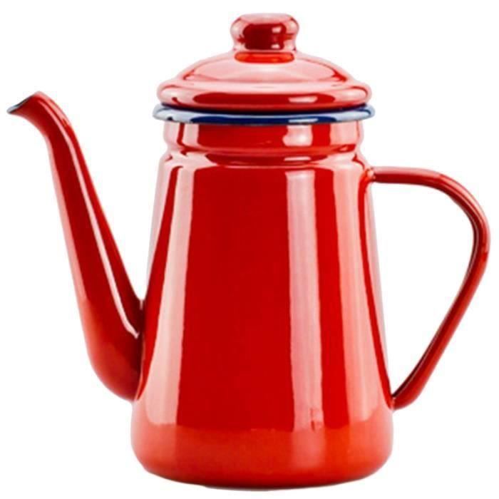 1,1 L CafetièRe éMailléE éMailléE à la Main, Bouilloire à Induction, CuisinièRe à Gaz, Rouge, QUIKF1678