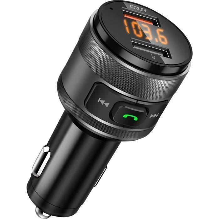 Transmetteur FM Bluetooth Adaptateur, Vorstik QC3.0 USB Chargeur de Voiture Sans Fil Mains Libre Adaptateur Radio Double clé USB