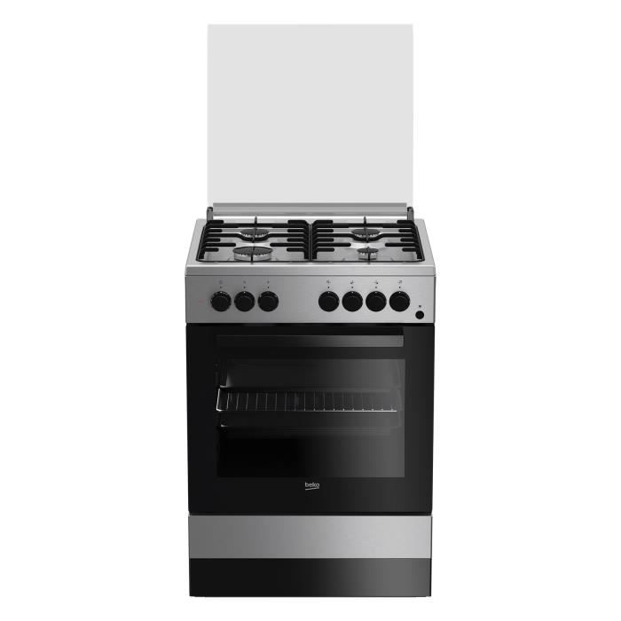 Beko FSE62110DX, Cuisinière, Acier inoxydable, Rotatif, Devant, Cuisinière à gaz, Moyenne