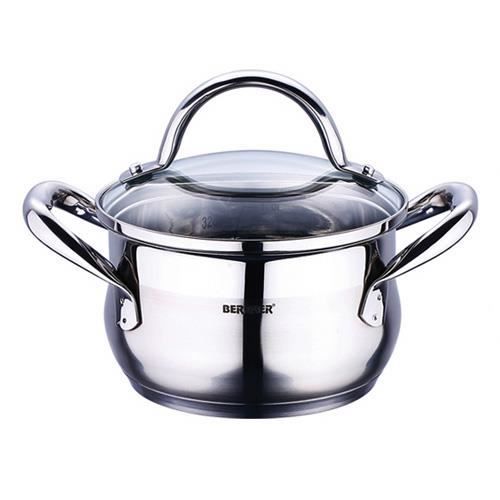 Bergner Gourmet - Casseroles acier inoxydable avec couvercle 24x13.5 cm 5.6l bon pour l'induction