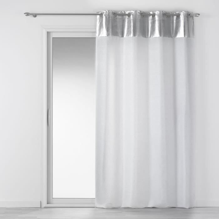 CDAFFAIRES-Rideau a oeillets 140x240 cm imprimé metallisé luxury Blanc/argent