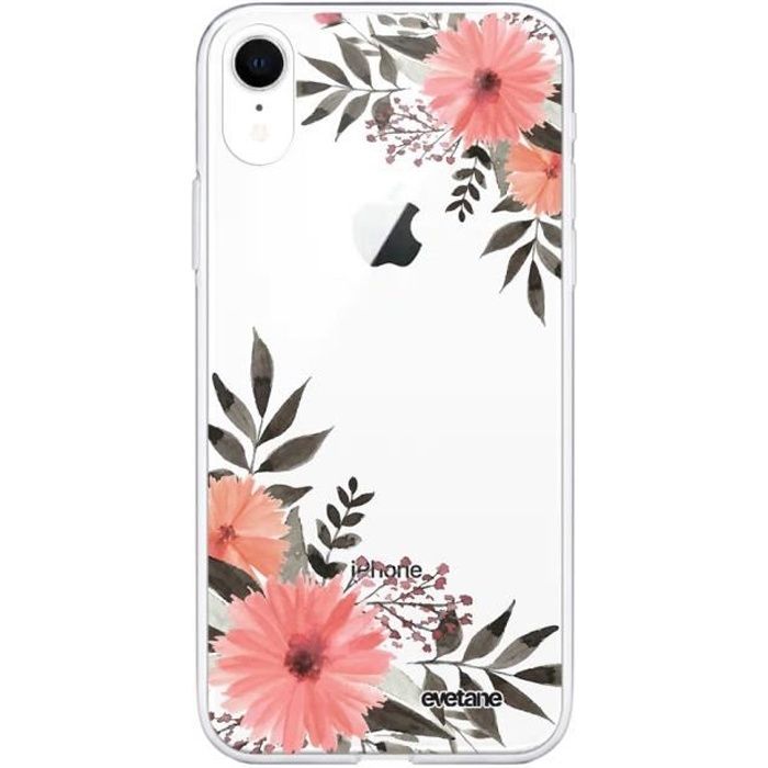 Coque pour iPhone Xr 360 intégrale transparente Fleurs roses Tendance Evetane.
