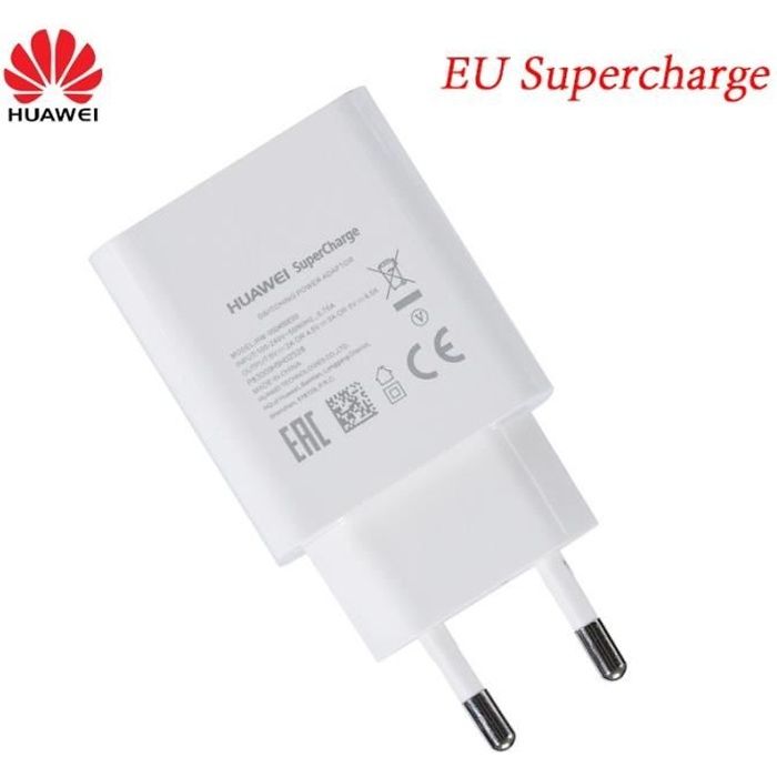 Chargeur USB Original Super Charge USB Blanc Pour HUAWEI Honor 20 Pro - Nova 5T - Honor 20 - P30 - P30 Pro - P30 Lite - Hono... et +