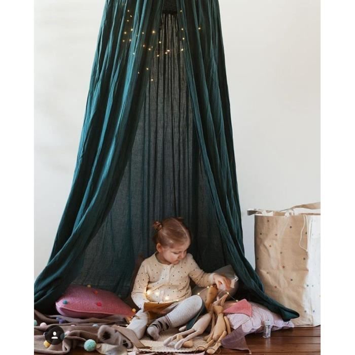 Ciel de Lit Enfant Baldaquin Rideaux De Lit Tente de Jeu Intérieur Décoration Chambre Princesse Moustiquaire (Vert )