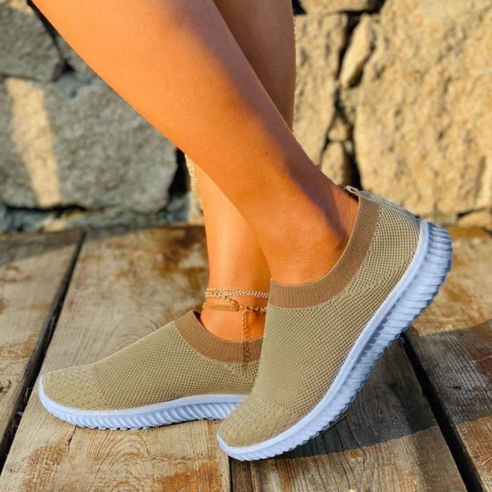 Mode Femmes Maille Casual Slip-on Chaussures de Sport Runing Respirantes Baskets