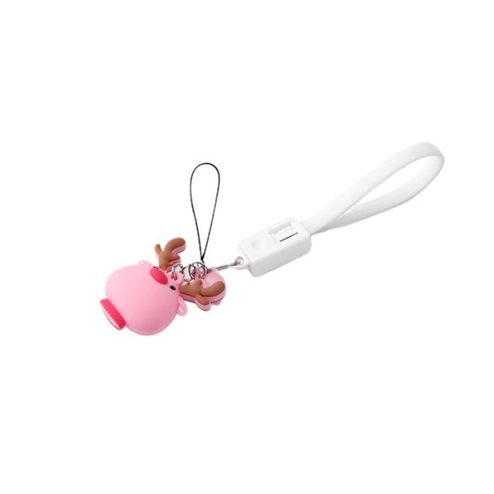 Creative Type C Multifunction Two in One Charging Cable Mobile Phone Pendant Brown (Elk White Line) CASQUE - ECOUTEURS