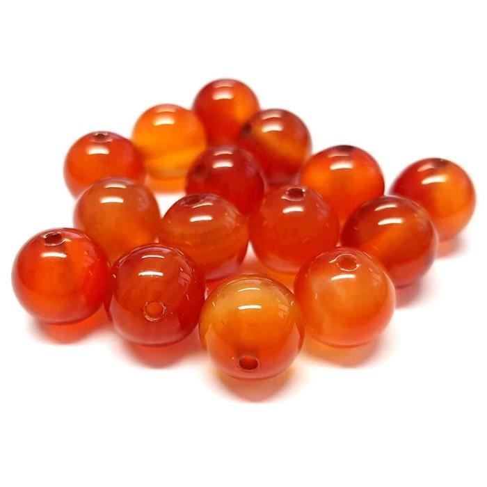 Perles pierre semi précieuse naturelle cornaline Orange8 mm lot de 10 perles 8 mm lot de 10 perles
