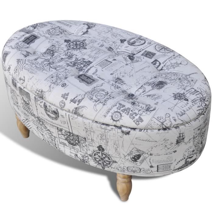 Pouf/Repose-pieds Tabouret ovale 99 x 60 x 47 cm Pieds en Bois massif pour décor de Salon Chambre