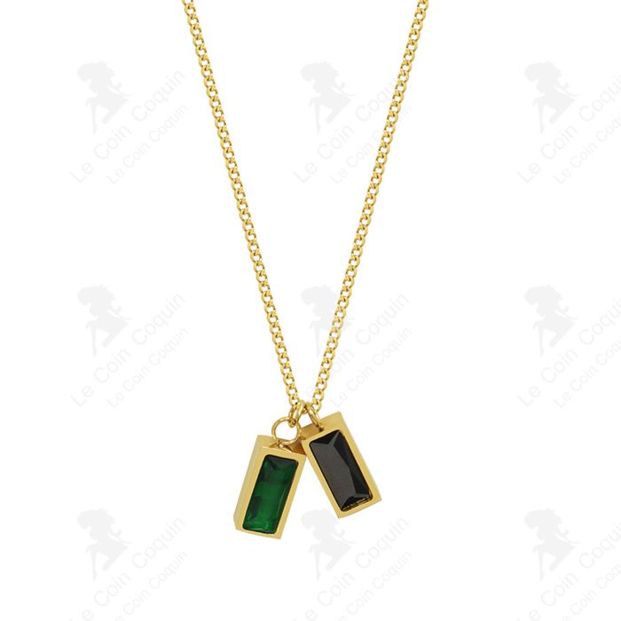 Pendentif émeraude 4 Mm Plaqué Or Blanc 18 Carats - Bijou Neuf Avec étiquettes - Cadeau élégant Pour Femme