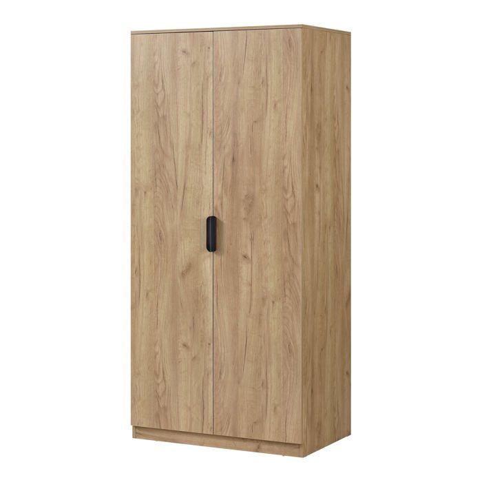 Armoire de chambre garde-robe moderne meuble de rangement intemporel 1 penderie et 4 étagères MDF Armoire de chambre garde-robe moderne meuble de rangement intemporel 1 penderie et 4 étagères MDF