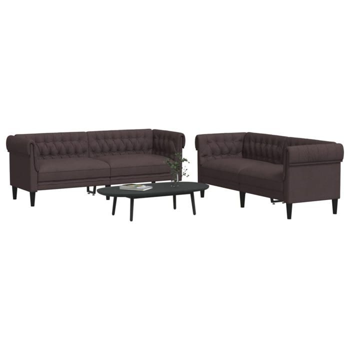 vidaXL Ensemble de canapés 2 pcs marron foncé tissu canapé