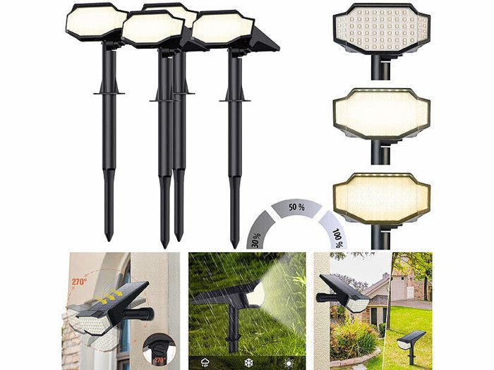 4 spots de jardin solaires à LED 650 lm- blanc chaud 4 spots de jardin solaires à LED 650 lm- blanc chaud