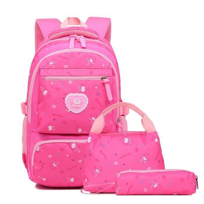 Lot De 3 Sac Dos Fille - Sac Dos Pour Enfants - Cartable En Nylon Imprim Pour Les lves Du Primaire Et Du Collge blanc SAC A DOS