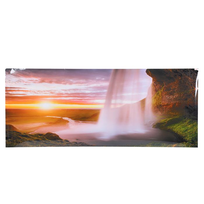 Affiche de Fond d'Aquarium de Cascade de Coucher du Soleil en PVC Papier Peint de Réservoirs de Poissons 122x50cm