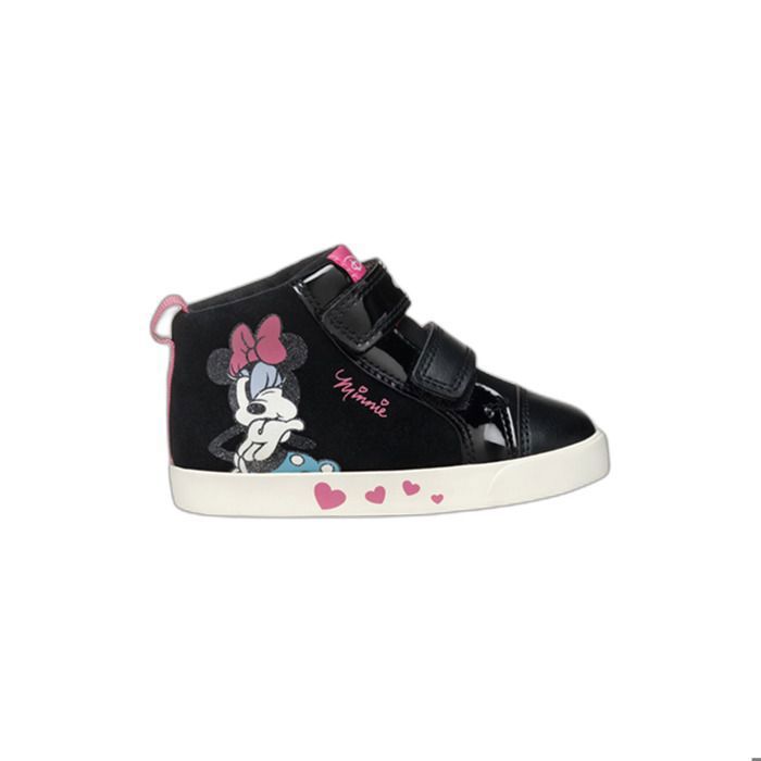 Geox Geox Kilwi sneakers bébé fille noir et vieux rose - scratch semelle amovible antibactérienne