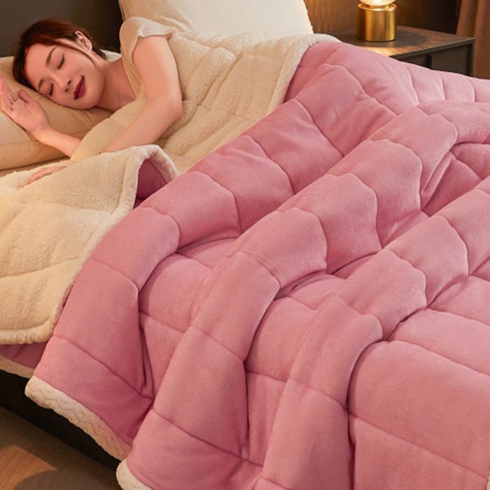 Couverture polaire pour lit double 200cmX230cm Couverture dhiver douce et chaude en flanelle Rose LINGE DE LIT / COUETTE