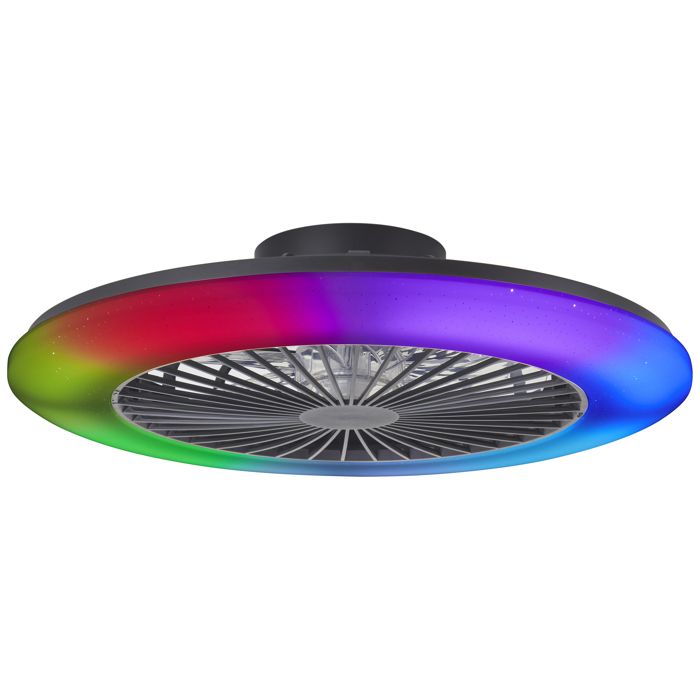 Plafonnier LED avec ventilateur SALERNO XXL noir plastique DIA. 58cm - Brilliant