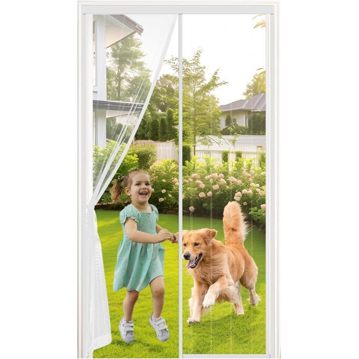 Moustiquaire Porte - MYCARBON - 120x220cm - Fibre de Verre - Aimants Puissants - Auto-Fermeture