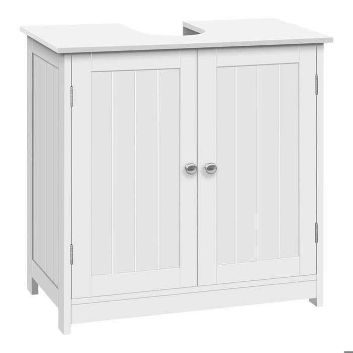 Meuble sous Lavabo de Salle de Bains - WOLTU Placard sous Vasque - Étagère Réglable SANS COLONNE - 60x30x60cm Blanc Meuble sous Lavabo de Salle de Bains - WOLTU Placard sous Vasque - Étagère Réglable SANS COLONNE - 60x30x60cm Blanc