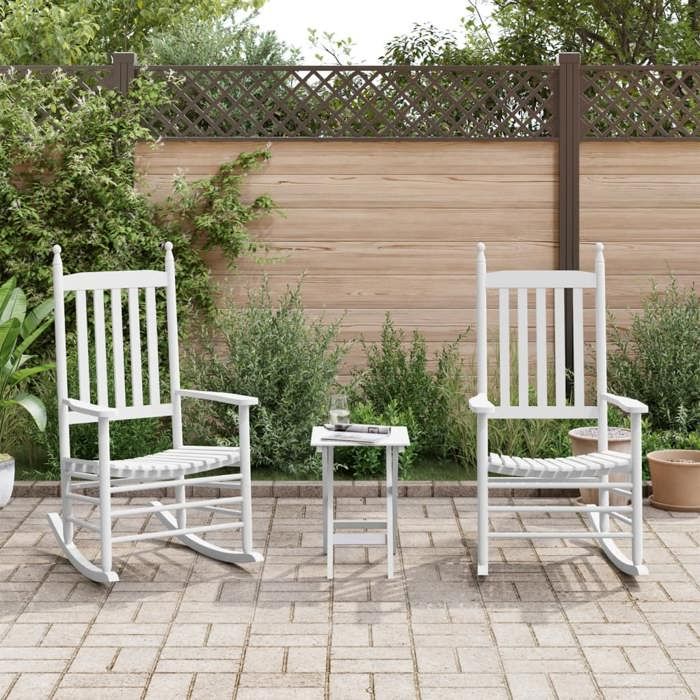 Chaises à bascule - CLOUD - lot de 2 - table pliable -blanc massif peuplier - L 62xP 83xH 115 cm EU1142