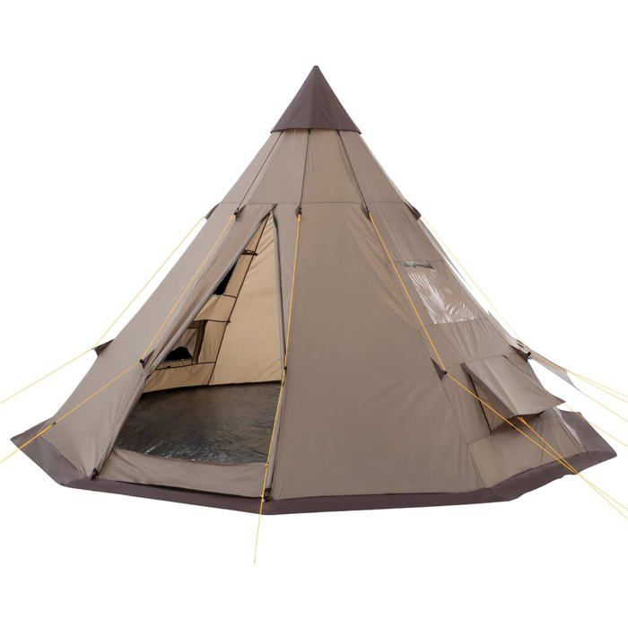 Tente Tipi CampFeuer Spirit 4 Places - Étanche 3000mm, Hauteur 250cm, Avec Moustiquaire - Camping 4 Saisons