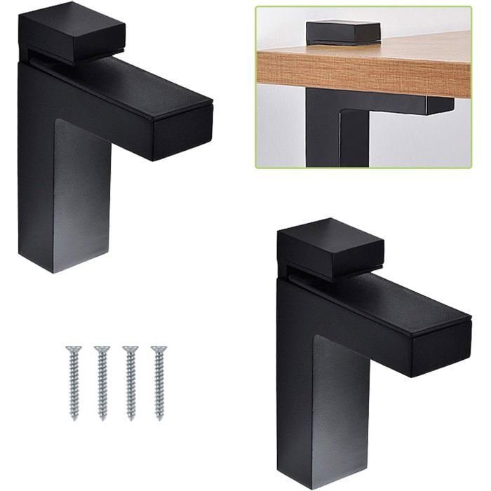 Lot de 2 clips en verre noirs pour étagères en bois/verre adaptés aux étagères de 5 à 30 mm dépaisseur. YYV