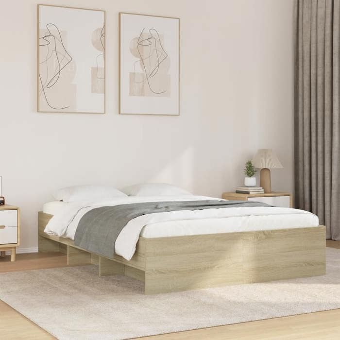 CHIC Lit adulte 2 places - 120x190 cm Structure/Cadre de lit chêne sonoma 120x190 cm #Sara65518