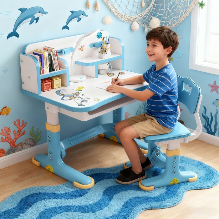 Bureau enfant réglable avec chaise incluse hauteur ajustable pour une posture parfaite en étudiant Bureau détude pour enfants