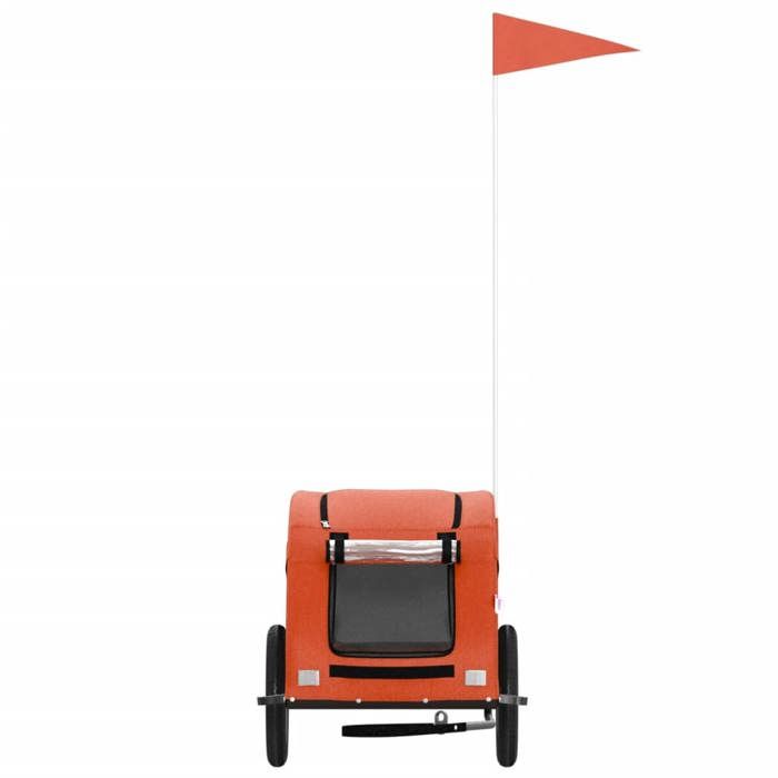 Remorque de vélo pour animaux - WIENS - Orange - 124x53x53 cm - Capacité 30 kg - Tissu Oxford - Cadre en fer
