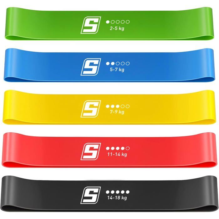 Lot De 5 Bandes De Fitness XURJUMI – Résistances Progressives, Tissu Doux, Pour Musculation, Yoga Et Pilates