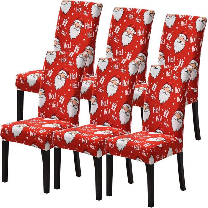Housse de Chaise Noël Motif Lot de 6 pour Salla a Manger Salon Décoraion Noël Intérieur(hors chaises)