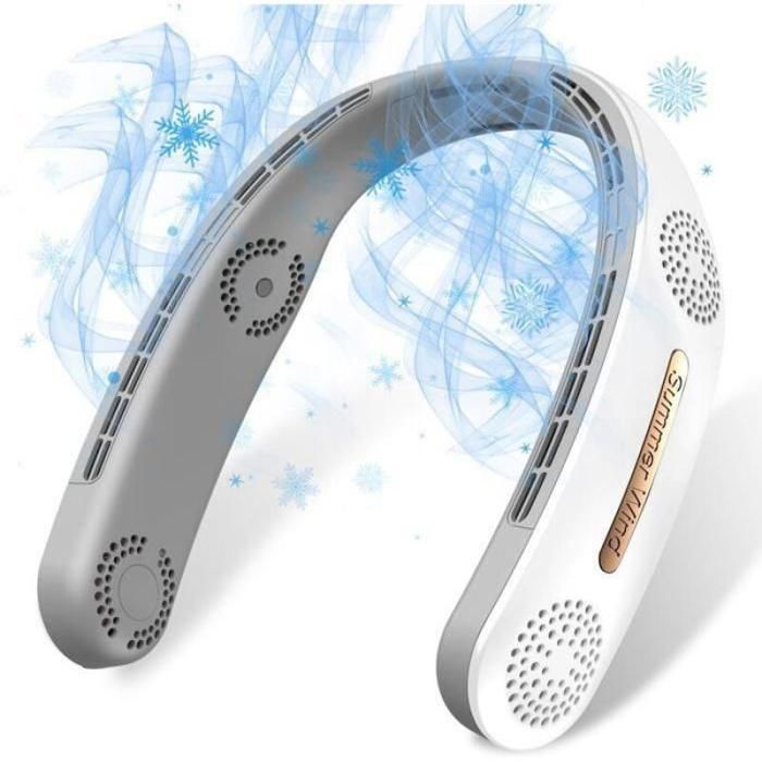 Ventilateur de Cou Turbo Portable - Batterie 4000mAh Haute Capacité 3 Vitesses Silencieuses et Rotation 360° pour un Vent Frais en