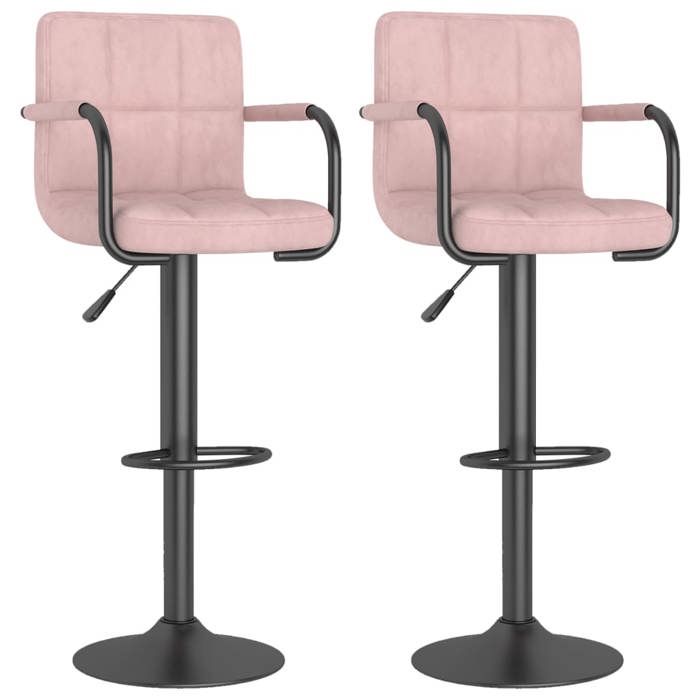 SALE 2026Tabourets de bar pour Cuisine Salon Café - lot de 2 - rose velours 48x47x(90-111)cm 16.05 Kg 8199193