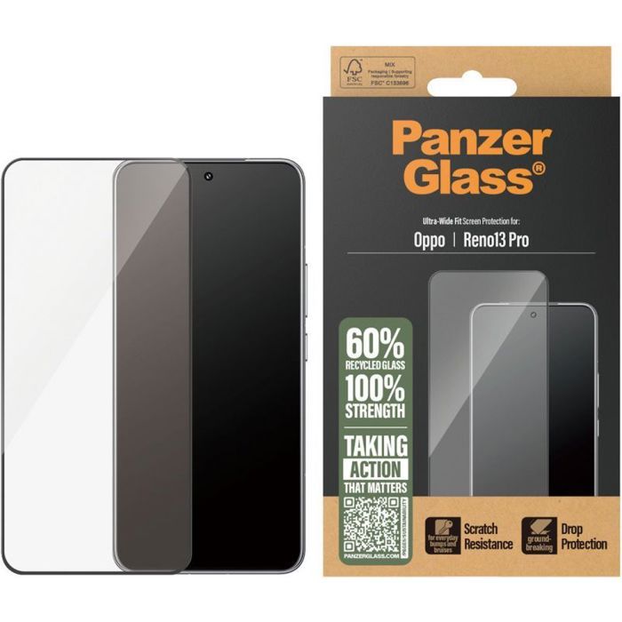 Protection décran - Oppo Reno13 Pro - Verre trempé - Cadre noir - Ultra-large