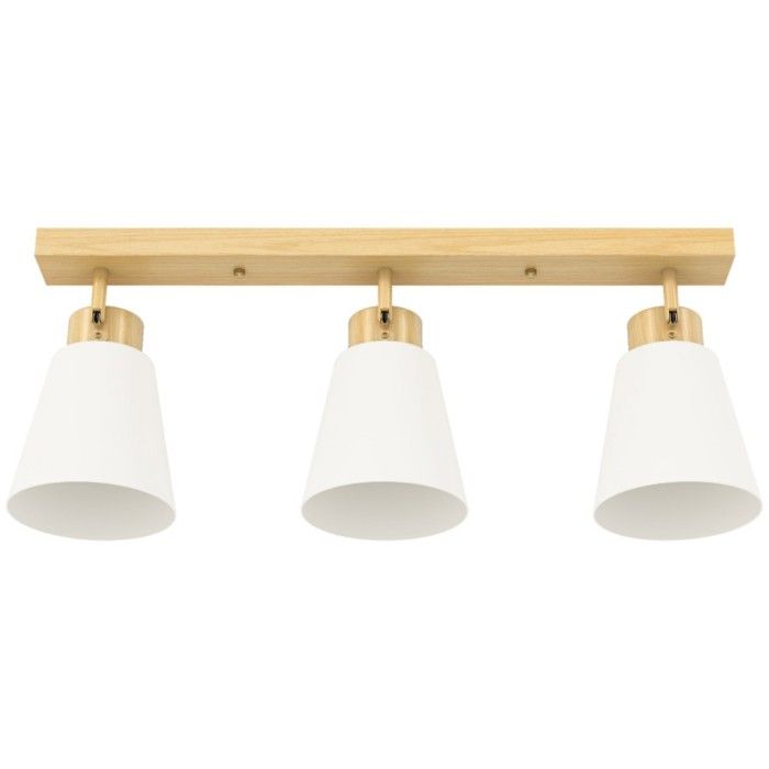 Plafonnier LED 40W 3 douilles E27 - Lampe de Plafond Double Fixation Têtes Orientables à 90° Bois Naturel 55x13x20cm Plafonnier LED 40W 3 douilles E27 - Lampe de Plafond Double Fixation Têtes Orientables à 90° Bois Naturel 55x13x20cm